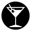 A martini glass in black and white